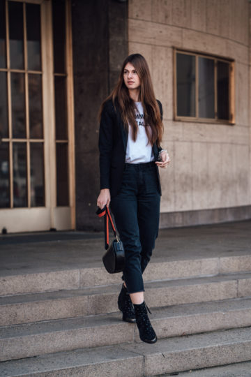 Chic Blazer Combined With Mom Jeans Spring Outfit Modeblog Berlin