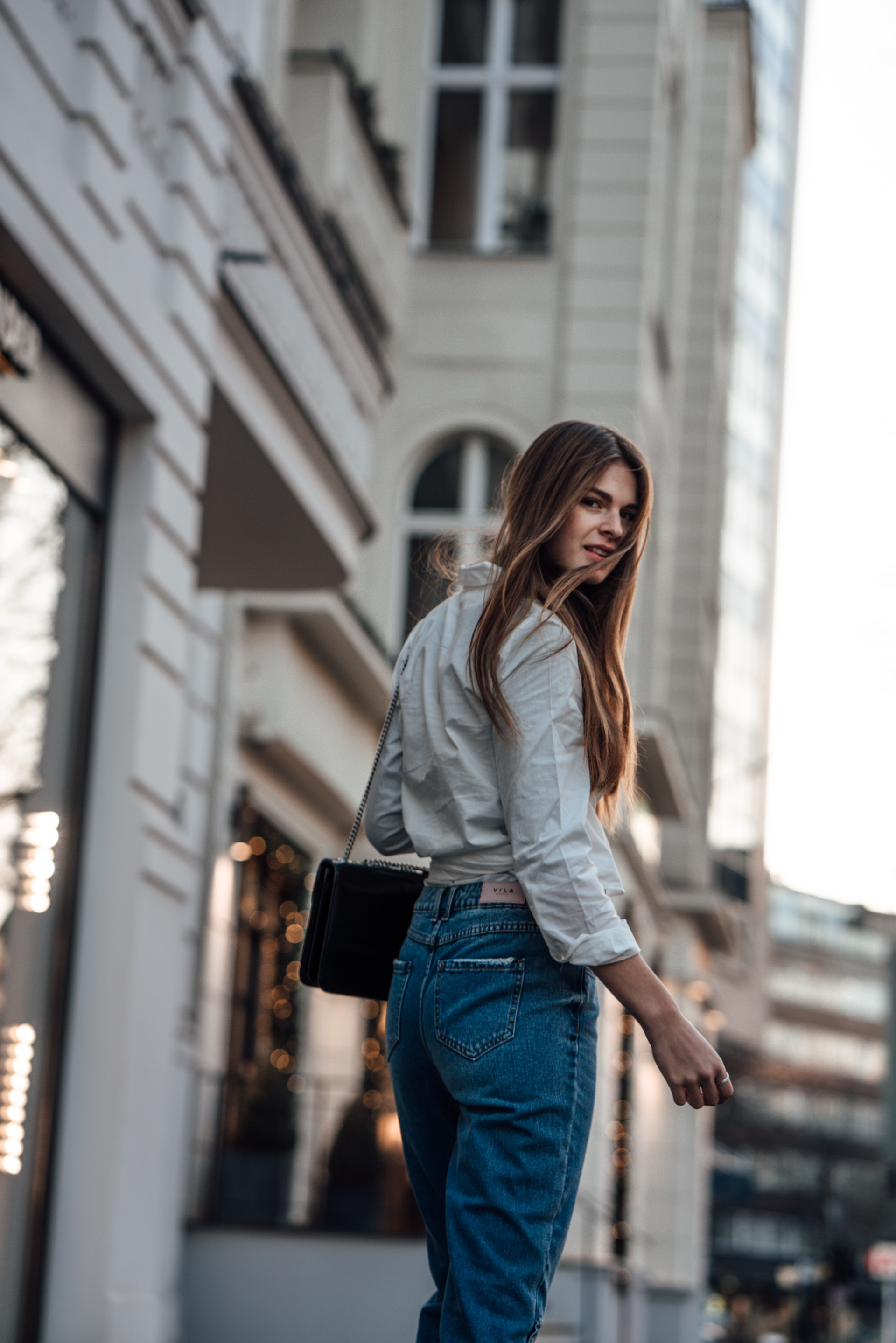 jeans mit schräger knopfleiste damen
