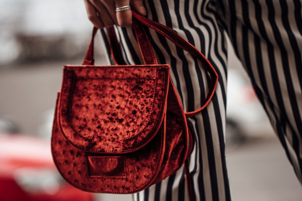 how to style a red bag