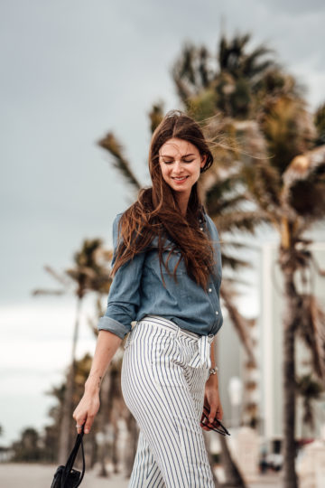 Denim Shirt lÃ¤ssig kombiniert