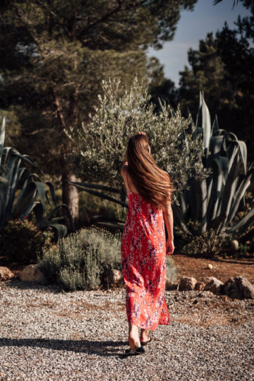 red dress with flower dress