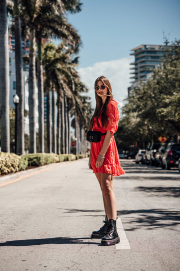 dress combined with boots