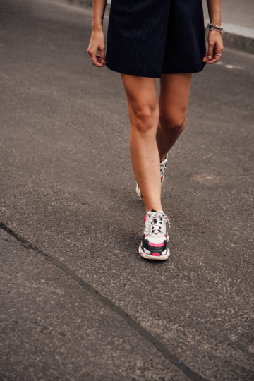 Fashion Week Outfit: Blazer Dress and Balenciaga Sneakers