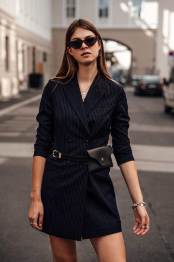 Fashion Week Outfit: Blazer Dress and Balenciaga Sneakers