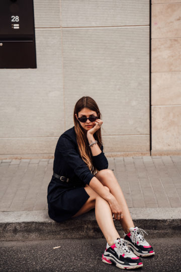 Fashion Week Outfit: Blazer Dress and Balenciaga Sneakers