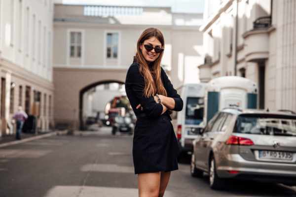 Fashion Week Outfit: Blazer Dress and Balenciaga Sneakers