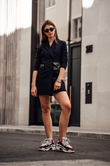 Fashion Week Outfit: Blazer Dress and Balenciaga Sneakers