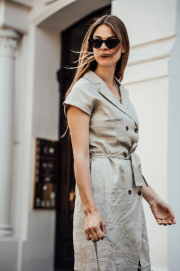 Linen dress with button-down front