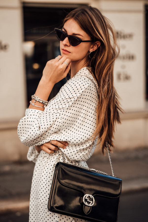 Fashion Week Outfit: white dress with polka-dots