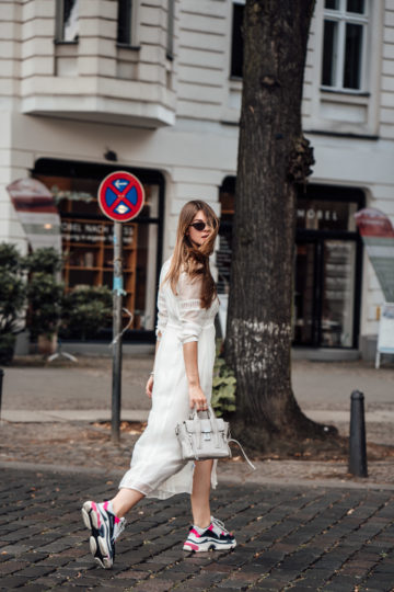 dress and sneakers combination