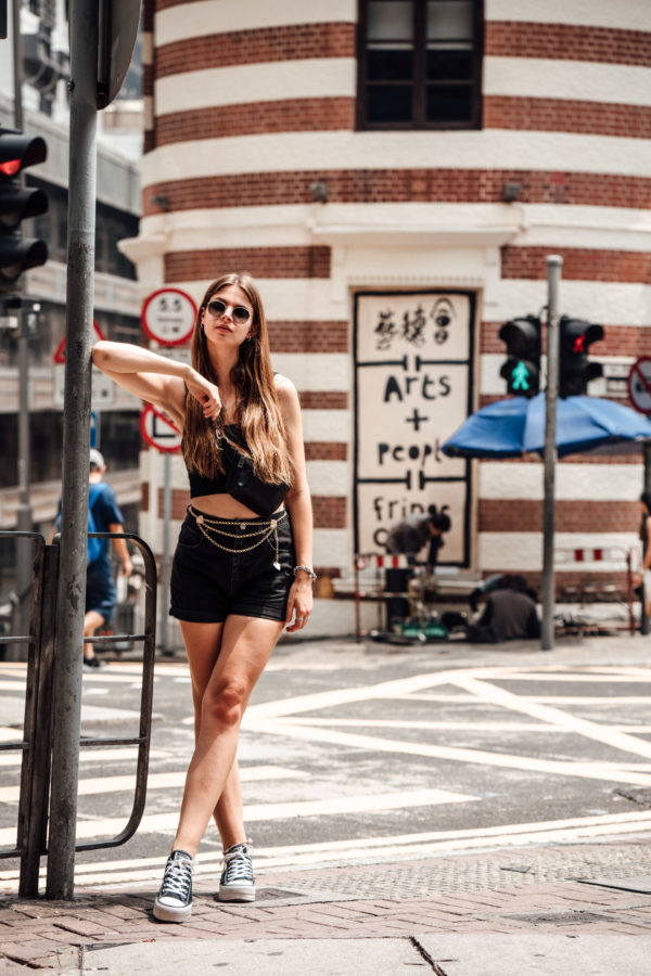 black high-waisted Shorts