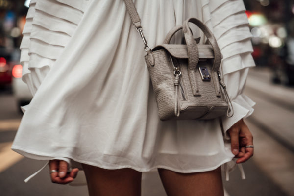 grey cross-body bag