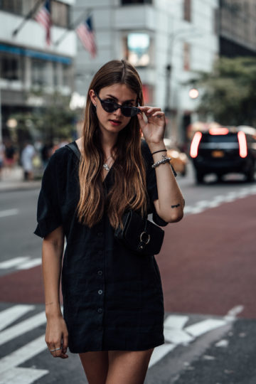 black dress with buttons