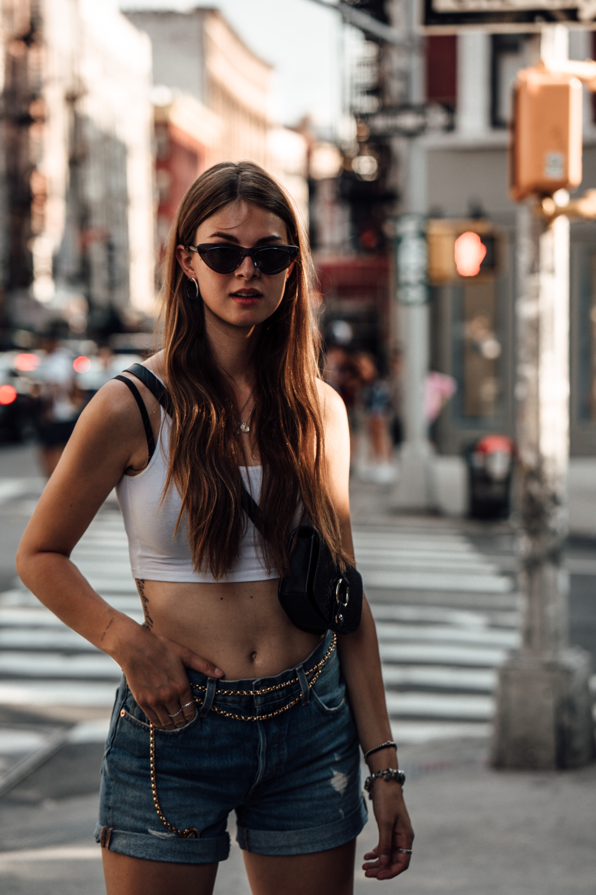 New York Streetstyle Denim Shorts and Crop Tops Fashionblog Berlin