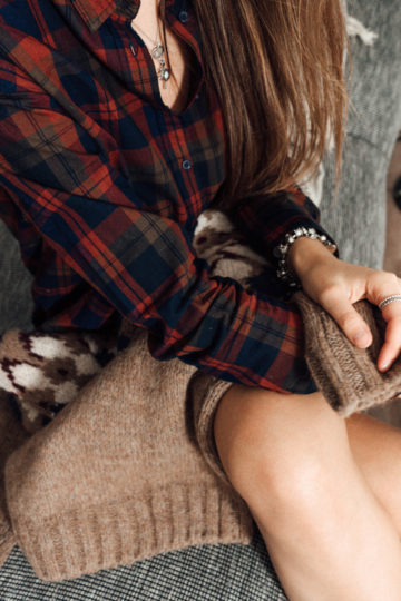 long blouse plaid