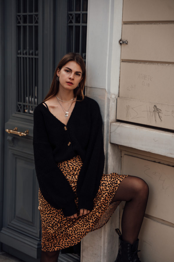 Leopard skirt and Cardigan