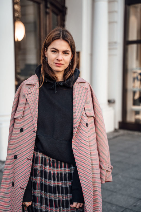 combining a hoodie and a skirt