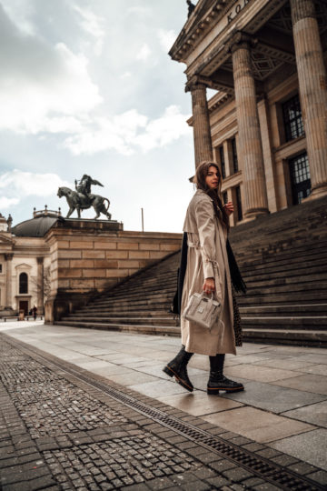 midi dress combined with a trench coat