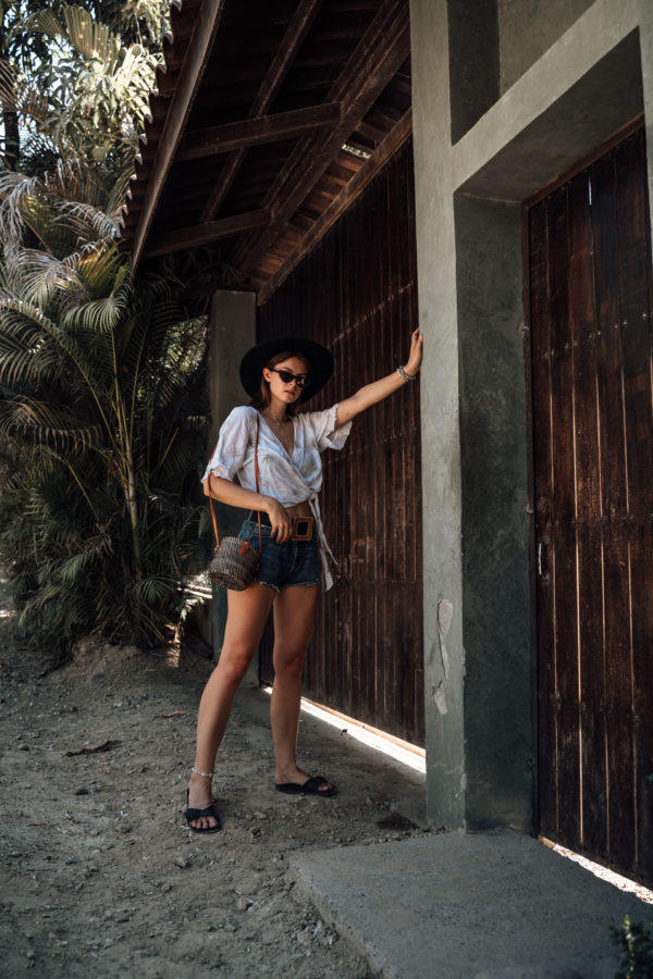 Denim Shorts and white SHirt