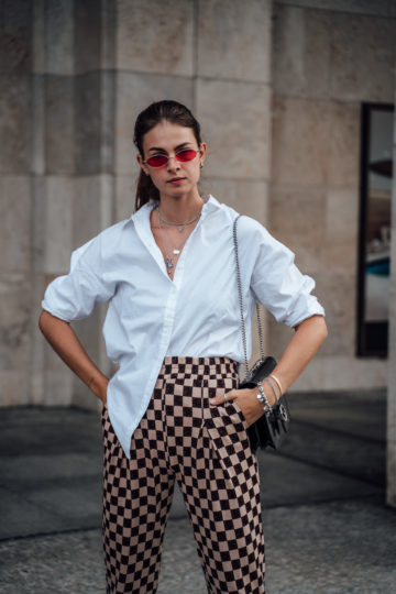 Casual Street Style in Harajuku w/ Undercut Fringed Ponytail, Face Mask,  Oversized Pocket T-Shirt, Plaid Pants & Adidas Chunky Sneakers – Tokyo  Fashion