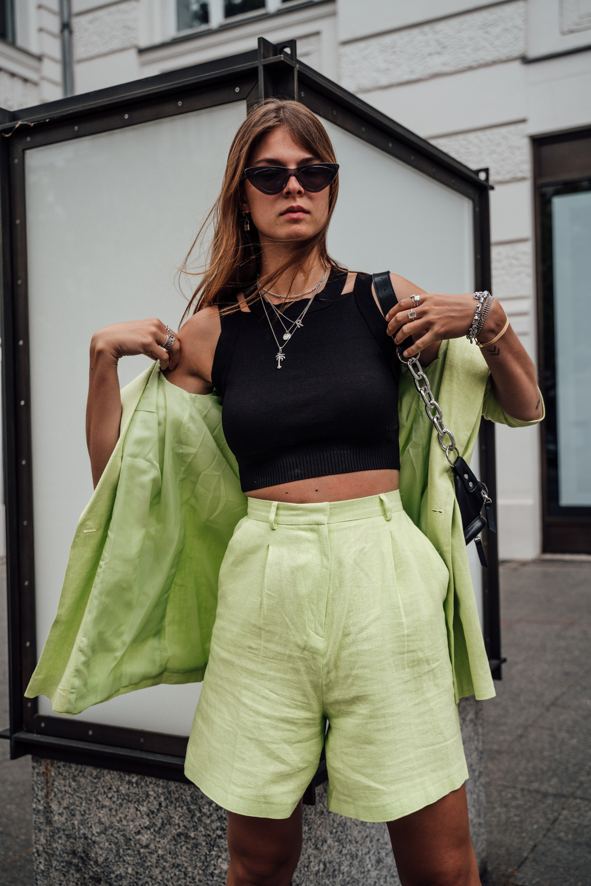 neon green suit women's