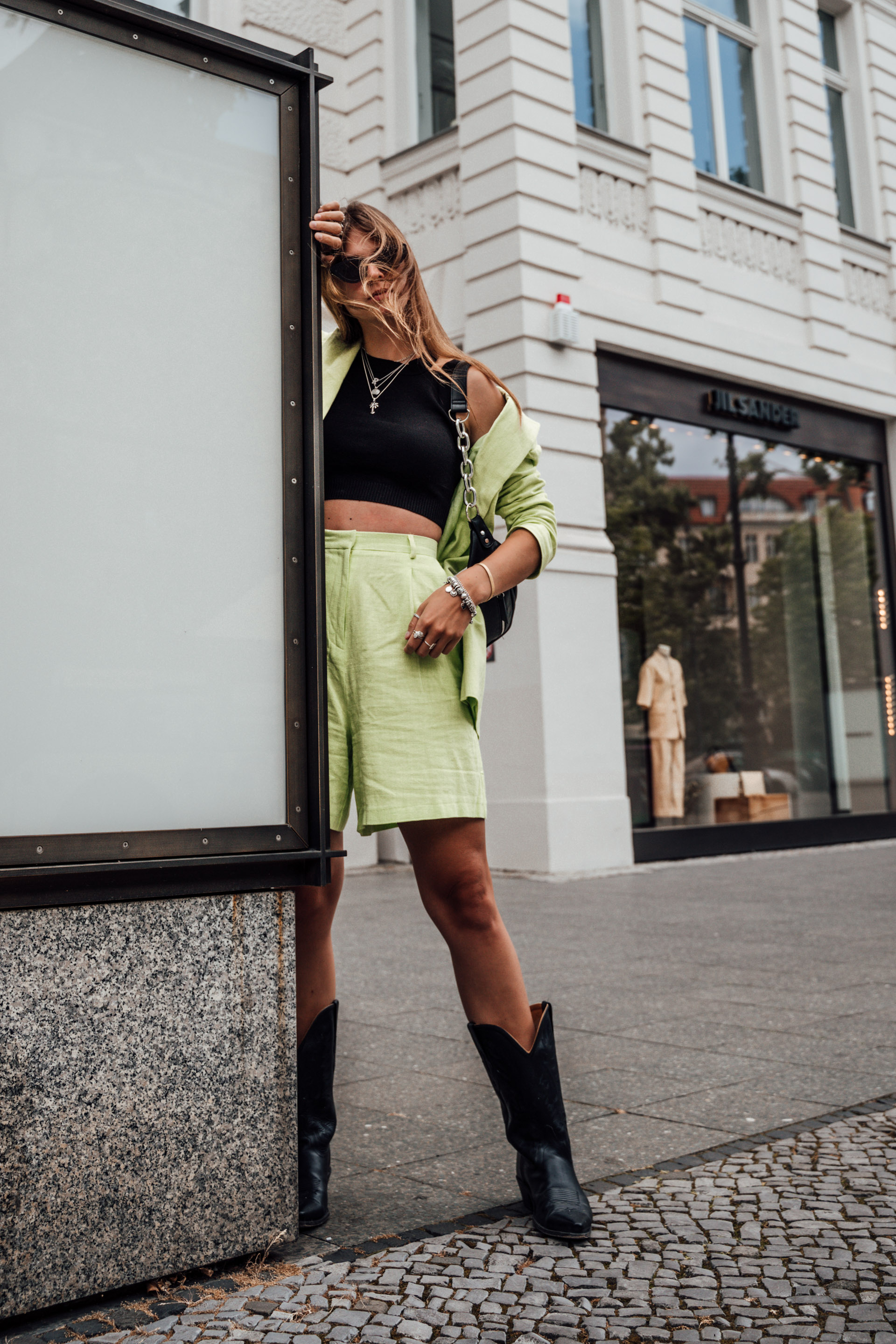 neon green suit women's