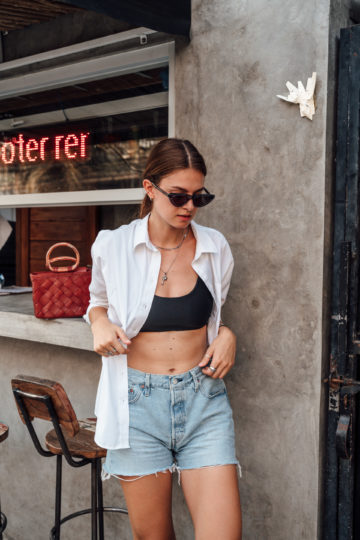 Bikini top combined with white Shirt