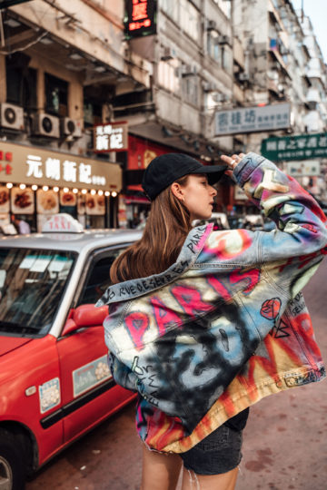 denim jacket with Graffiti