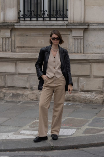 Lederblazer mit Weste drunter
